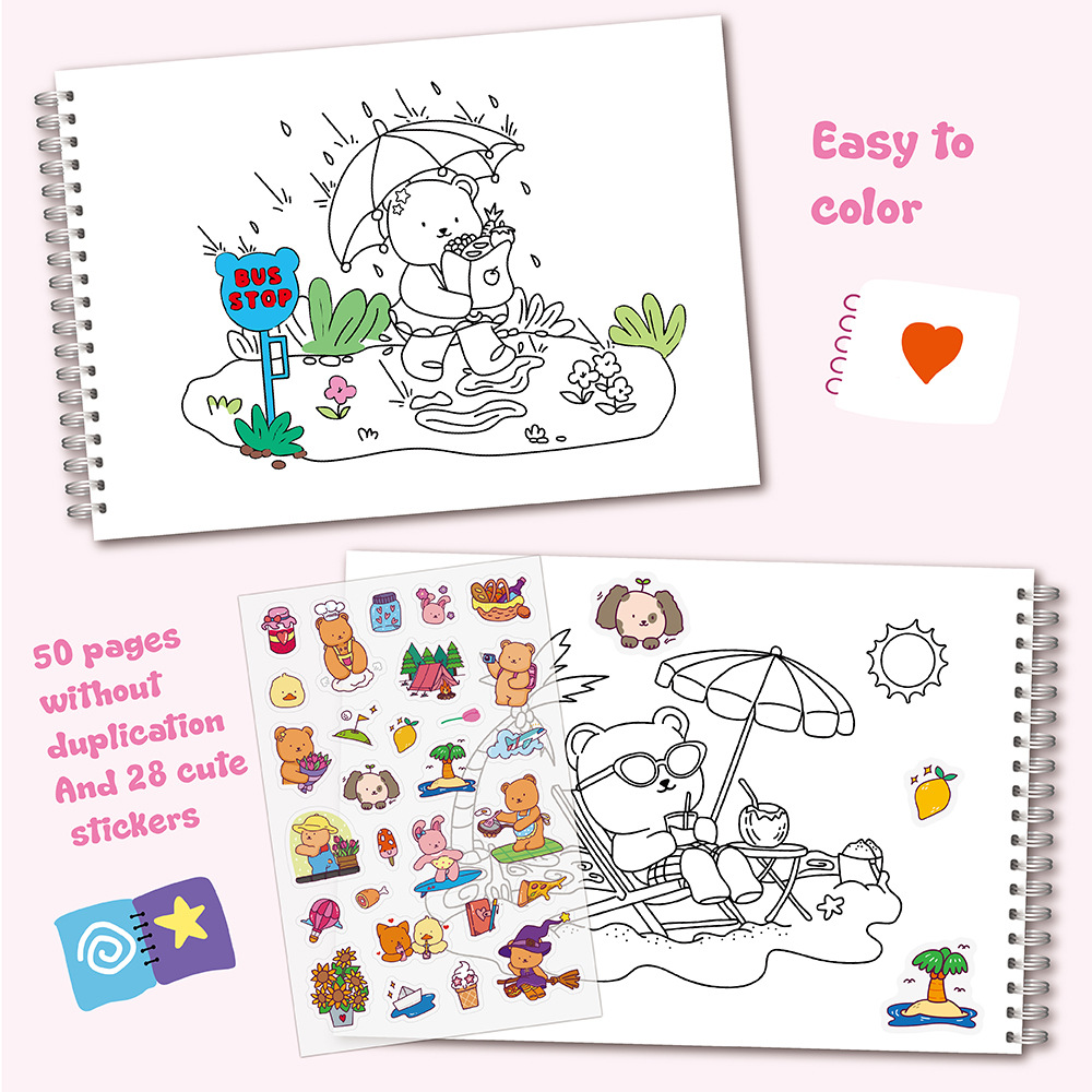 Adorable Bear Coloring Book Se - Sticker Sheet Set 评论和价格